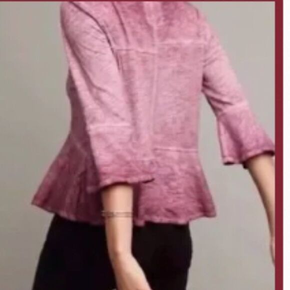 (BOGO FREE) Anthropologie  Akemi + Kin Ombre Patch Seamed Peplum Top XS - Picture 2 of 4